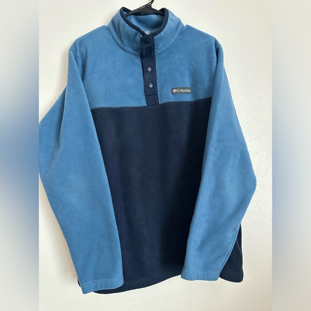 Columbia Mens Sz L Steens Mountain Half Snap Fleece Pullover Blue